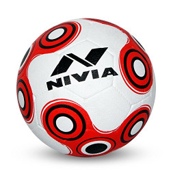 Nivia Spinner Rubber Moulded Football, Youth Size 5 (White/Red)