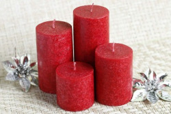 Spa Veda Pillar Candle(Red, Pack of 4)