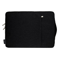 Emartbuy Fabric Carrying Cover Sleeve with Zipped Pocket Suitable for Lenovo IdeaPad 530S (Black Fabric_13.3-14 Inch)