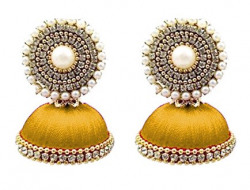thread trends Designer Silk Earrings for Women(Yellow)