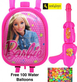 Zest 4 Toyz Holi Water Gun with High Pressure Holi Pichkari with Back Holding Tank, Holi 3.5 litres Get 100 Water Balloons Free-Barbie Dazzle Tank - Assorted Color Design