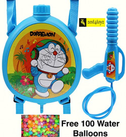 Zest 4 Toyz Holi Water Gun with High Pressure Holi Pichkari with Back Holding Tank, Holi 1 litres -Doraemon Mini Tank Blue