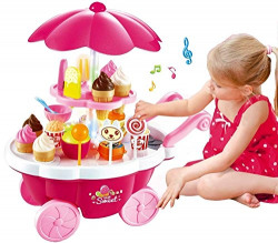 Toyshine Ice Cream Kitchen Play Cart Kitchen Set Toy With Lights And Music -Small
