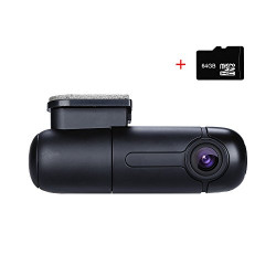 Blueskysea B1W WiFi Mini Dash Cam Car Camera Vehicle Video Driving Recorder 360 Degree Rotatable Lens 1080p 30fps G-Sensor Loop Recording (B1W with 64GB TF Card)