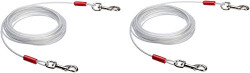 AmazonBasics Tie-Out Cable/Leash for Dogs up to 41 Kg, 25 Feet, Set of 2
