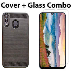 POPIO Tempered Glass & Back Cover Case Combo FOR Samsung Galaxy M30 (Transparent Glass & Cover Combo)
