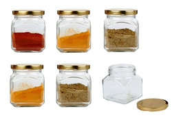 Pure Source India 100 Gram Small Glass jar Set of 12 pcs Coming with Metal Golden Color Air Tight and Rust Proof Cap,Made in India