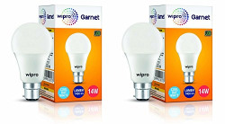 Wipro Garnet Base B22 14-Watt LED Bulb (Pack of 2, Cool Day Light)