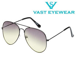 Vast UV Protected Gradient Aviator Men's Sunglasses (VSC_3025_BLACK_SMOCK|52 mm|Grey)