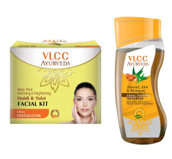 VLCC Haldi Tulsi Facial Kit and Ayurveda Shampoo Combo