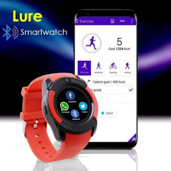 PTron Lure Bluetooth Smart Watch Support TF SIM Card Wearable Watch For All Android Smartphones Red