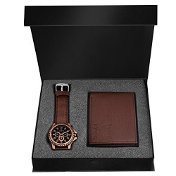 LORENZ Brown Watch and Wallet Combo for Men