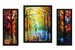 SAF Watercolor Set of 3 Modern Art 9201 Painting (35 x 3 x 50 cms)