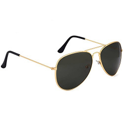 Dervin Black Lens Golden Frame Aviator Sunglasses for Men and Women