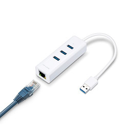 TP-Link 3-Port USB 3.0 Mini Data Hub with 10/100/1000 Gigabit Ethernet LAN Network Adapter (UE330)