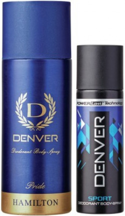 Denver Deo Pride 165 Ml & Sports Nano 50 ml Deodorant Spray  -  For Men(215 ml, Pack of 2)