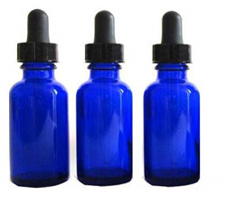 3PCS 30ml 1 oz Blue Glass Empry Eye Dropper Bottles Refined Oil Blend Liquid Water Coloring Tube Container with Rubber Head