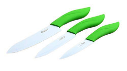 Q’SICA Premium Quality Ceramic Coated Kitchen Knife, Set of 3 Pieces, Green Handle