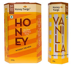 HONEY TWIGS Multiflora Honey 240g Pack with Vanilla Infused Honey 80g Pack (Set of 2)