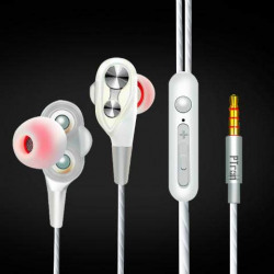 PTron Boom 2 4D Earphone Deep Bass Stereo Sport Wired Headphone with 3.5mm Jack for All Smartphones (White/Silver)