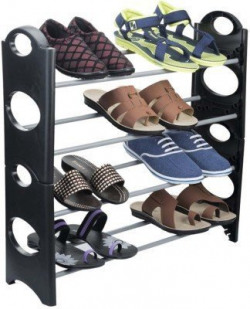 Ample Wings 4 Layer Portable Shoe Rack / Shoe Cabinet / Shoe Organizer, Foldable, Black