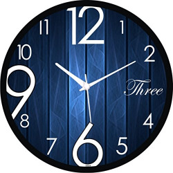 Regent Round Design Wall Clock For Office Bed Room Lobby Kitchen Stylish Wall Clocks Modern Design - Durable Wall Clock (Blue Stripes)