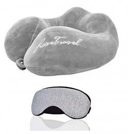 Trajectory 2 in1 Neck Pillow Combo: Ergonomic Rear End Design Fibre Travel Pillow with Sleeping Eye Mask
