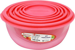 Princeware Plastic Bowl Package Container Set, Set of 5, Pink