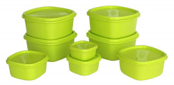  Princeware Store Fresh Square Plastic Container Set, 8-Pieces, Pista Green