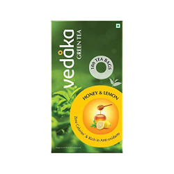 Amazon Brand - Vedaka Green Tea, Lemon and Honey, 100 Bags