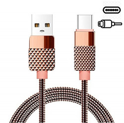 OPTA Steel DTC3 Pineapple Metal Type C USB Fast Charging and Data Transfer Cable 3.3 ft (Pink)