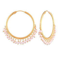 Peora 18K Gold Plated Pearl Big Circle Large Round Chandbali Earring for Women