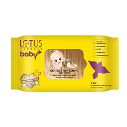 Lotus Herbals Baby+ Gentle and Refreshing Baby Wipes, Yellow (72 Count)
