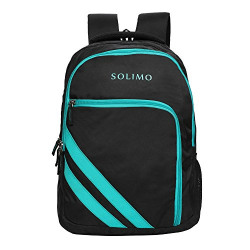 Amazon Brand - Solimo Travel Backpack (29 litres, Coal Black & Turquoise Blue)