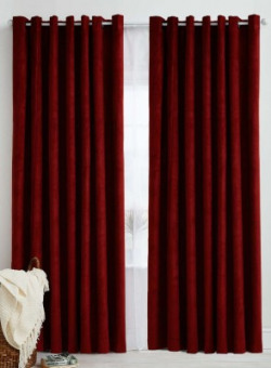 Panipat Textile Hub 152.4 cm (5 ft) Polyester Window Curtain (Pack Of 2)(Plain, Maroon)