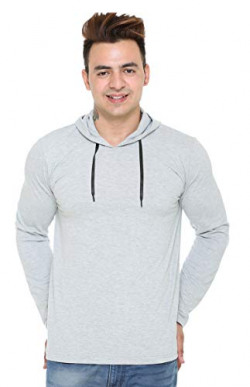 Shaun Men's Cotton Full Sleeve Hooded T-Shirt Grey