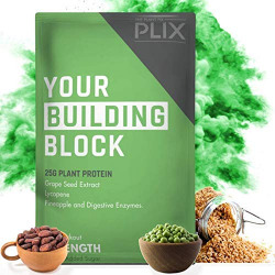  Plix The Plant Fix Strength Vegan Post Workout Plant Protein, Chocolate Flavour, Antioxidants, Digestive Enzymes, 25 g Plant Protein