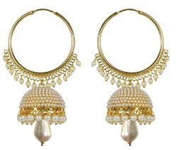 Meenaz Jewellery Traditional Gold Plated Pearl Jhumka Jhumki Earrings For Women & Girls- Jhumki-J148