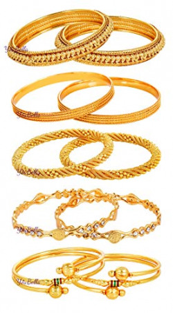 Youbella Gold Alloy Combo Of 5 Bangle Set For Women
