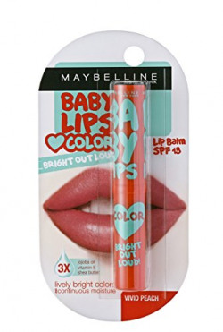Maybelline New York Bright Out Loud Baby Lips, Vivid Peach, 1.9g