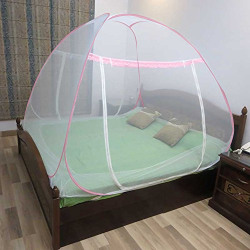 Healthgenie Premium Foldable Mosquito Net for Double Bed (King Size) - Pink