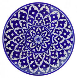 Aditya Blue Art Pottery Ceramic Decorative Wall Hanging Handmade Plate (20 cm x 20 cm x 3 cm, Blue)