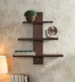 Brown MDF Amara Eclectic Wall Shelve by Anikaa