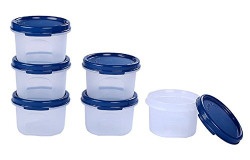 Signoraware Round Modular Plastic Container Set, 200ml, Set of 6, Mod Blue