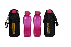 Signoraware Aqua Bottle with Bag Set, 500ml, Set of 2, Magenta