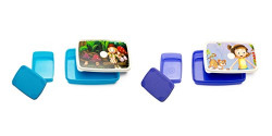 Signoraware Green Island and Dream Land Plastic Lunch Box Set, 2-Pieces, Multicolour