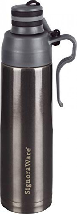 Signoraware Pebble Stainless Steel Vacuum Flask Bottle, 500ml, Black