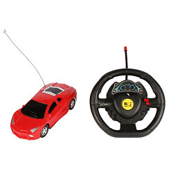 Planet of Toys Steering Wheel Remote Control 1:22 Scale Single Function Mini Lamborghini Car for Kids/Children, Red