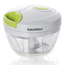 Bagonia BPA-free Plastic, Stainless Steel Mini Instant Food Processor with Removable Blades, Chop Vegetables, Fruit, Nuts, Herbs, Onions and Salsa, Salad, Pesto, Coleslaw, Puree, 3 Cup Capacity