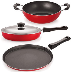 Nirlon Non-Stick Coated Gas Compatible Kitchen Cooking Combo Item